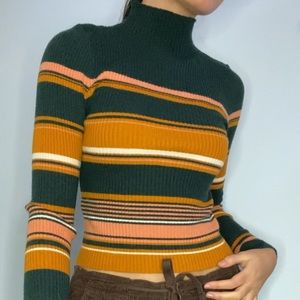 Striped long sleeve mock neck